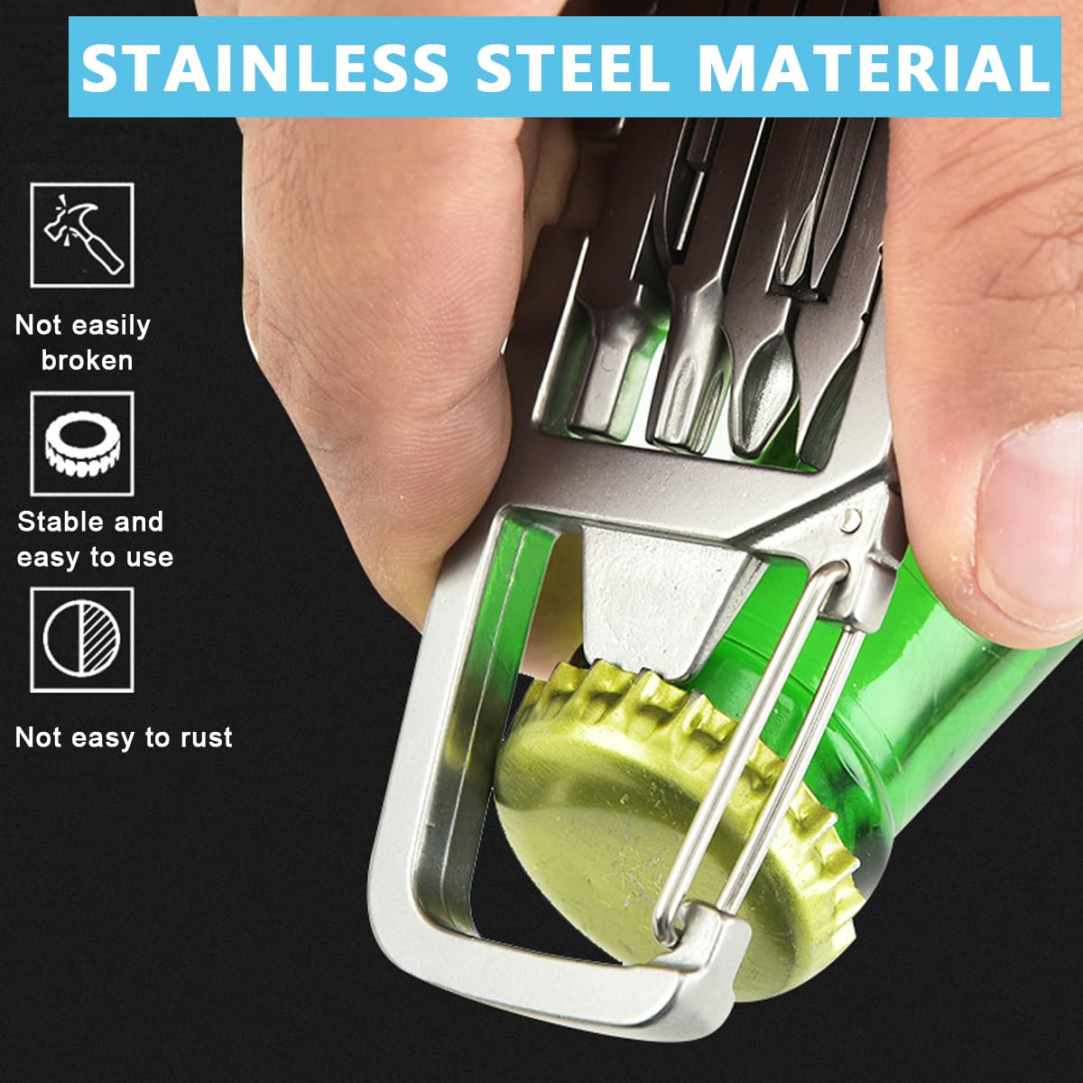HASTHIP Keychain Multi Tool for Everyday Repair with 12 in 1 Functions and Lock Design | Stainless Steel Pocket Gadget