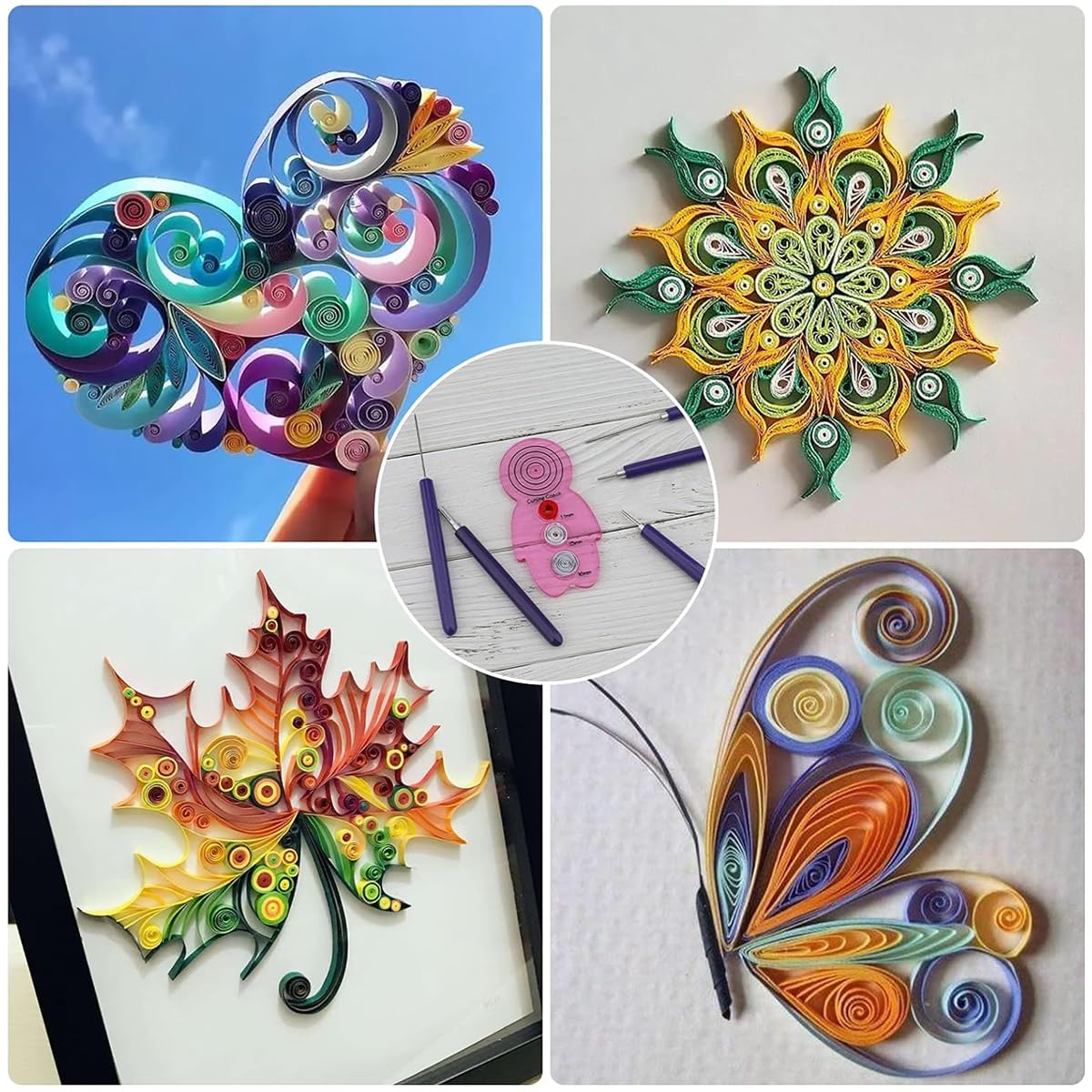 HASTHIP Paper Quilling Kit for DIY Crafts with 900 Strips and Complete Tool Set | Multi Color Designs