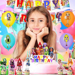 HASTHIP Birthday Party Supplies for Purple Butterfly Theme with 6 Hanging Spirals and 12 Cake Toppers