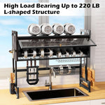 HASTHIP Over Sink Kitchen Organizer for Cutlery and Dishes featuring 2 Tier Carbon Steel Rack