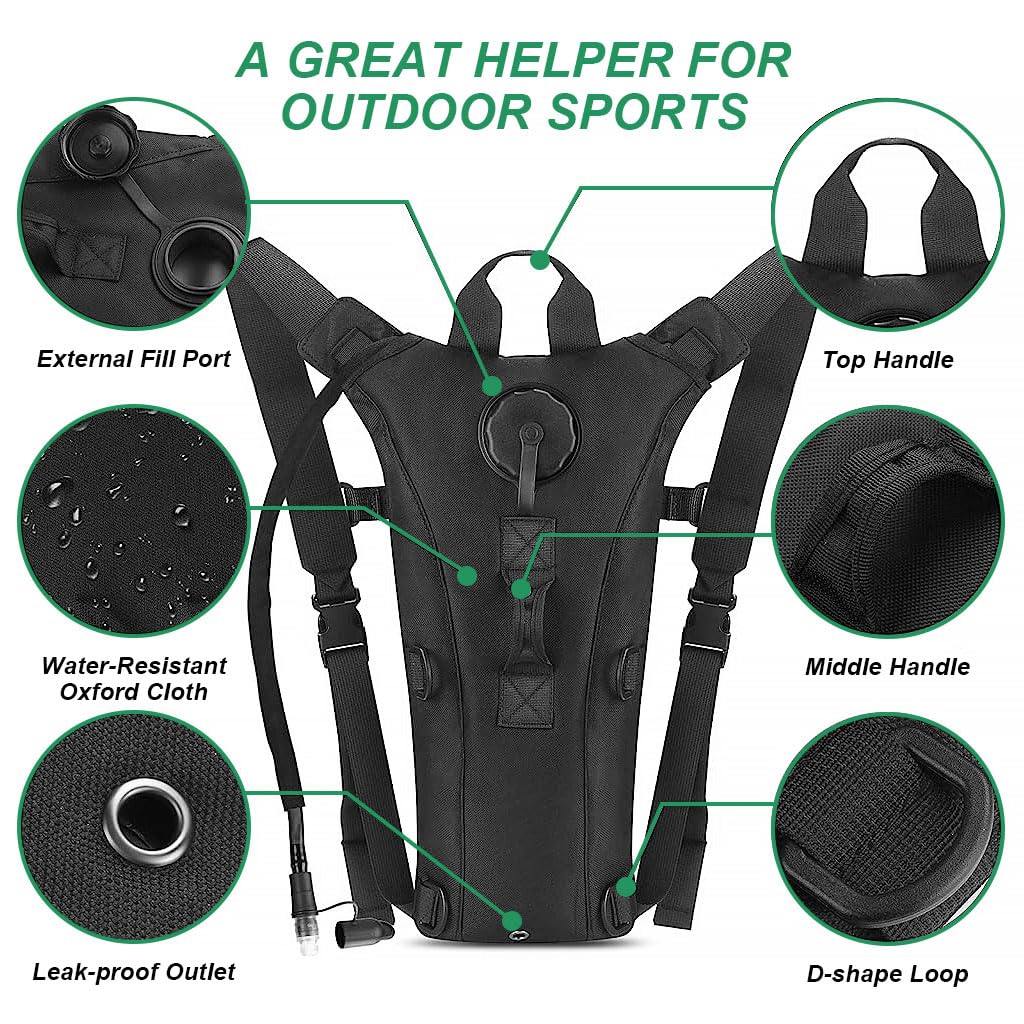 HASTHIP® Hydration Pack Backpack with 3L Bladder, Tactical Water Bag for Hiking, Biking, Running, Walking