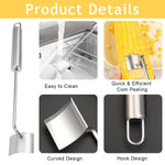 HASTHIP® Kitchen Corn Peeler Kernels Stripper Stainless Steel Corn Peeler Anti-Slip Long Handle Corn Peeler Quick Corn Stripper Remover Kitchen Corn Peeler for Salad, Corn Juice