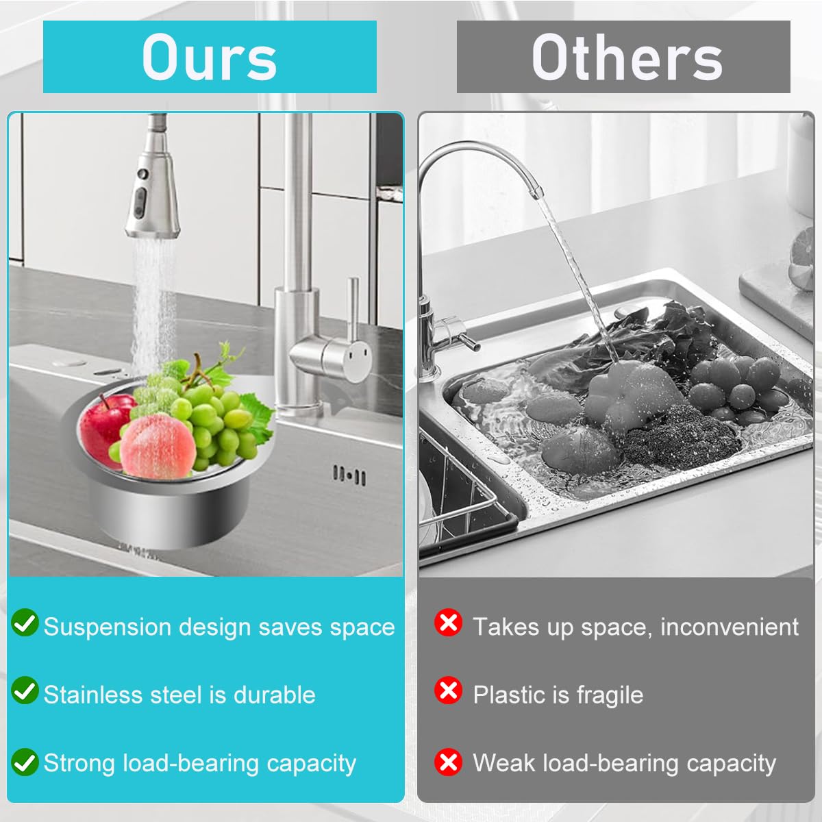 HASTHIP Kitchen Sink Strainer Basket for Residues with Triangular Swan Design | 304 Stainless Steel Mesh Filter