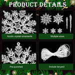 HASTHIP Christmas Tree Decorations featuring 35Pcs Crystal Acrylic Snowflake and Icicle Ornaments for Home and Window Decor | Festive Winter Display