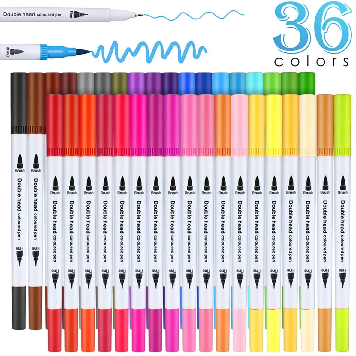 HASTHIP Fineliner Pen Set for Coloring and Calligraphy featuring 0.4 mm Tips & 36 Colors | Water-Based Non-Toxic Ink