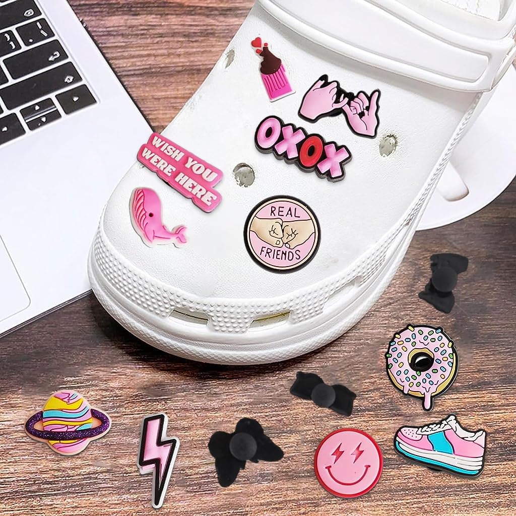HASTHIP Shoe Decoration Charms for Clogs and Sandals featuring 35pcs Rubber Pink Set | Fun Accessories for Kids and Adults