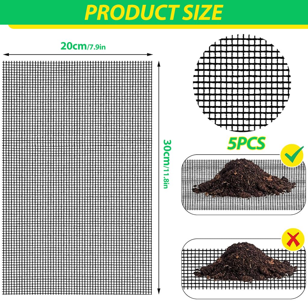 HASTHIP Flower Pot Hole Mesh Pad 5 pcs 7.8 x 11.8 in for Garden Drainage | Glassfiber Filter Liners