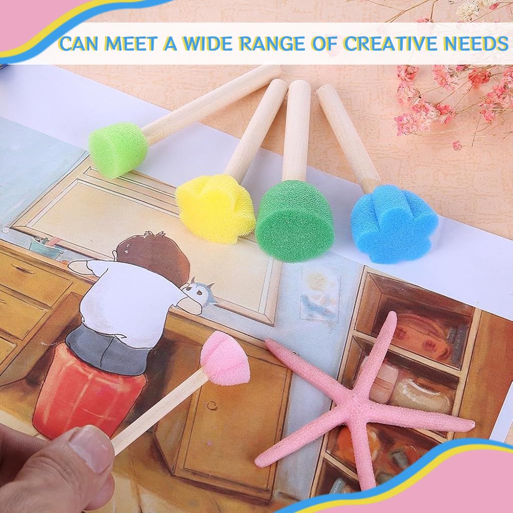 HASTHIP Sponge Art Supplies for Creative Painting with 14 Pcs Brushes and Rollers | Ideal for Kids and Adults