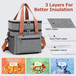 HASTHIP Expandable Insulated Lunch Bag for Office and School with Double Deck 10kg Capacity | Leakproof Grey Cooler for Travel and Picnic