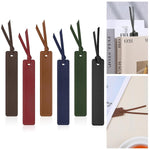 HASTHIP® 6 Pcs PU Leather Bookmark Set, 13 x 2.5 cm Classic Stitched Page Markers for Readers Students Teachers Office School, Multicolor
