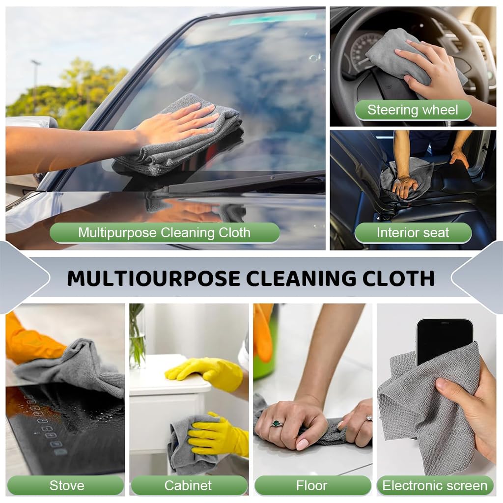 HASTHIP Microfiber Cleaning Cloth Roll for Kitchen with Pre-Cut Tear Away Design 15 Count 25x40cm Grey