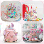 HASTHIP Birthday Party Supplies for Purple Butterfly Theme with 6 Hanging Spirals and 12 Cake Toppers