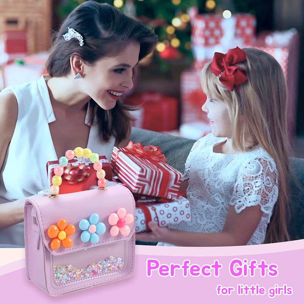 HASTHIP® Bolso Cruzado para Niñas Pequeñas,Monedero Infantil con Flor para Niñas de 3 a 8 Años,Bolso de Hombro Lindo Regalos Cumpleaños (Purple)