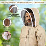 HASTHIP Beekeeping Suit for Men and Women with Mesh Veil Zip Hood & Gloves | XL Protective Workwear
