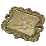 HASTHIP Jewelry Tray Organizer for Dresser featuring Embossed Resin Edge and Retro Metallic Finish 4.92x4.45 in
