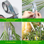 HASTHIP Bird Repellent Set for Gardens and Orchards with 10pcs Spiral Sticks and 2.4cm x 80m Reflective Tape | Silver Holographic Design