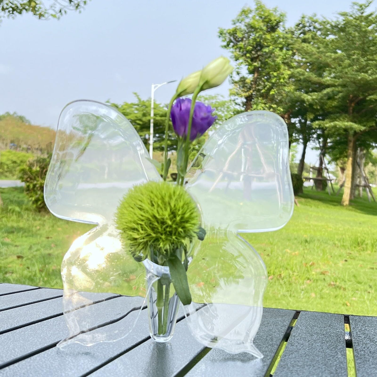 HASTHIP Clear Acrylic Butterfly Vase for Home and Office Decor | Hydroponic Flower Display