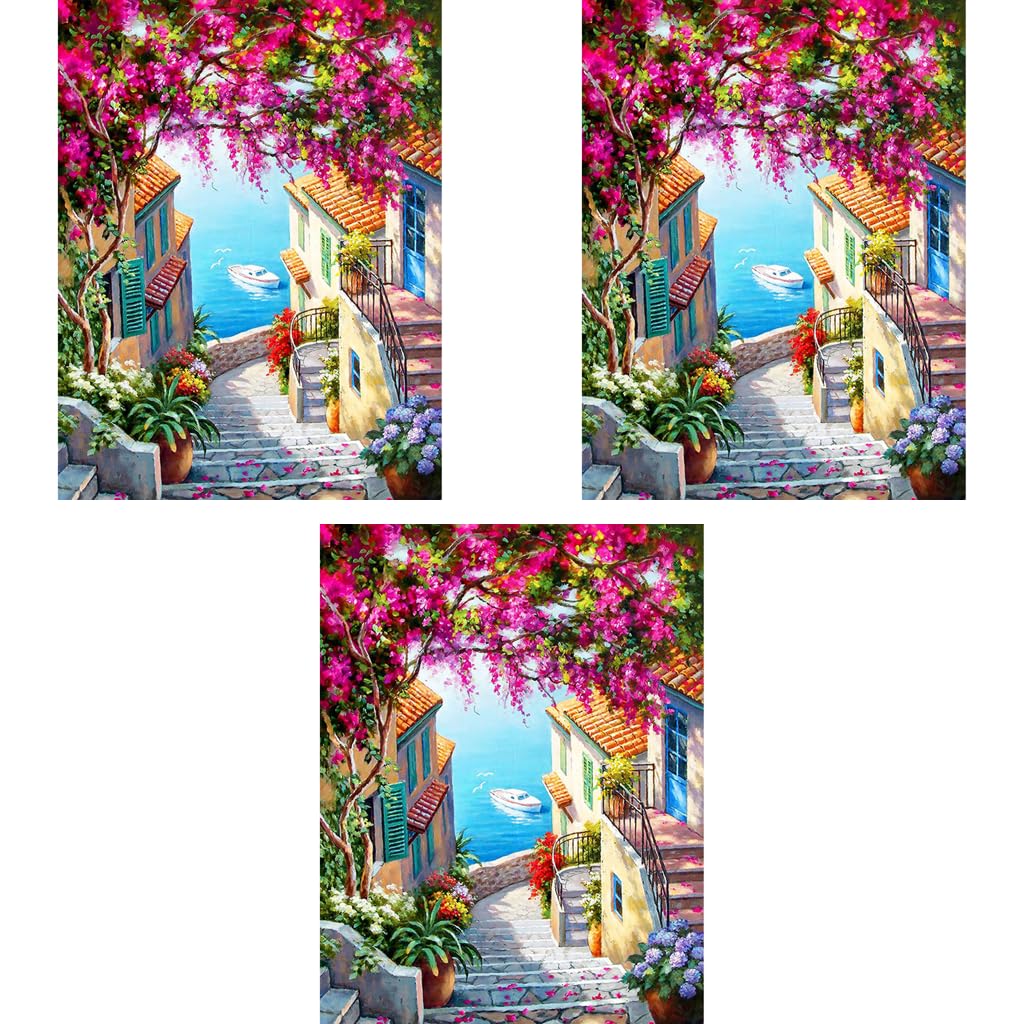 HASTHIP Paint by Numbers Art Kit for Wall Decor featuring Mediterranean Dreamscape 16x20 in | DIY Acrylic Oil Canvas Craft Set