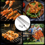 HASTHIP Kebab Skewers 50 pcs 11.8 in for BBQ and Grilling with Flat Arrow Tips | Stainless Steel Set with Storage Tube