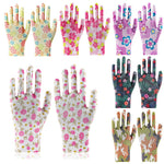 HASTHIP Gardening Gloves for Women with Full Palm Anti Slip Grip Nylon Floral Print 6 Pairs