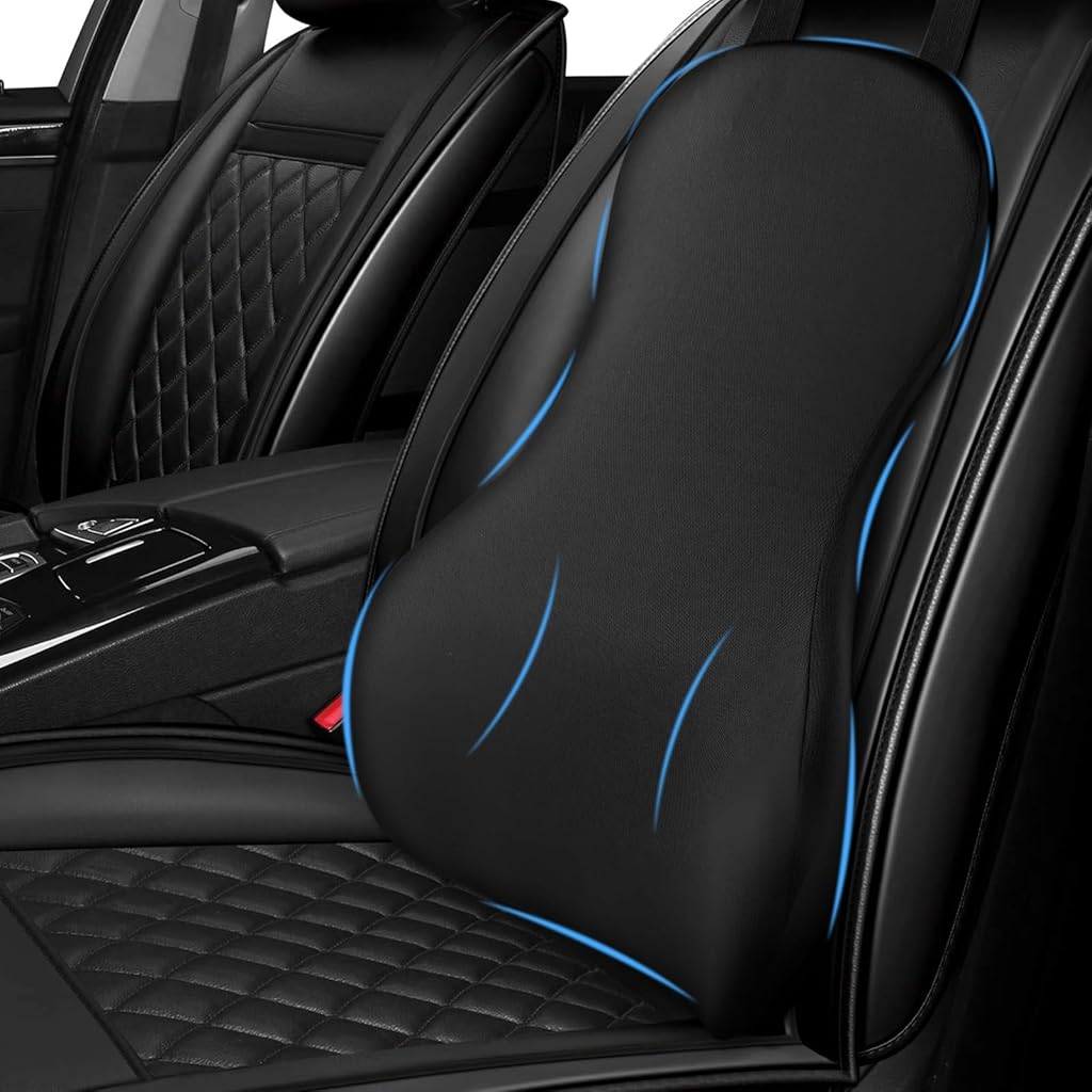 HASTHIP® Universal Memory Foam Lumbar Support for Car, Car Back Support for Drivers Seat with Adjustable Straps