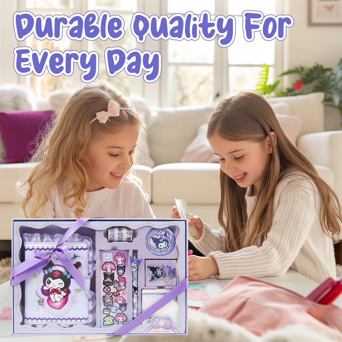 HASTHIP Scrapbooking Gift Set for Girls with Pen Sticky Notes and A5 Kuromi Notebook | Ideal Birthday and Christmas Present