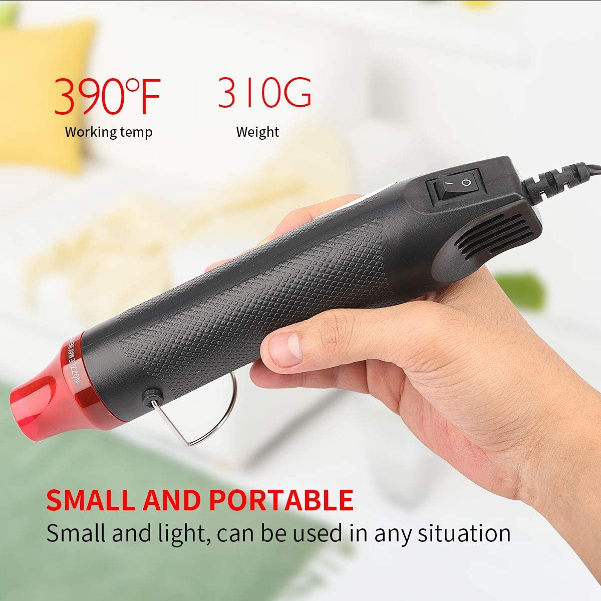 HASTHIP Mini Heat Gun for DIY Crafts with 300W Power and 200°C Heating | ABS & Stainless Steel