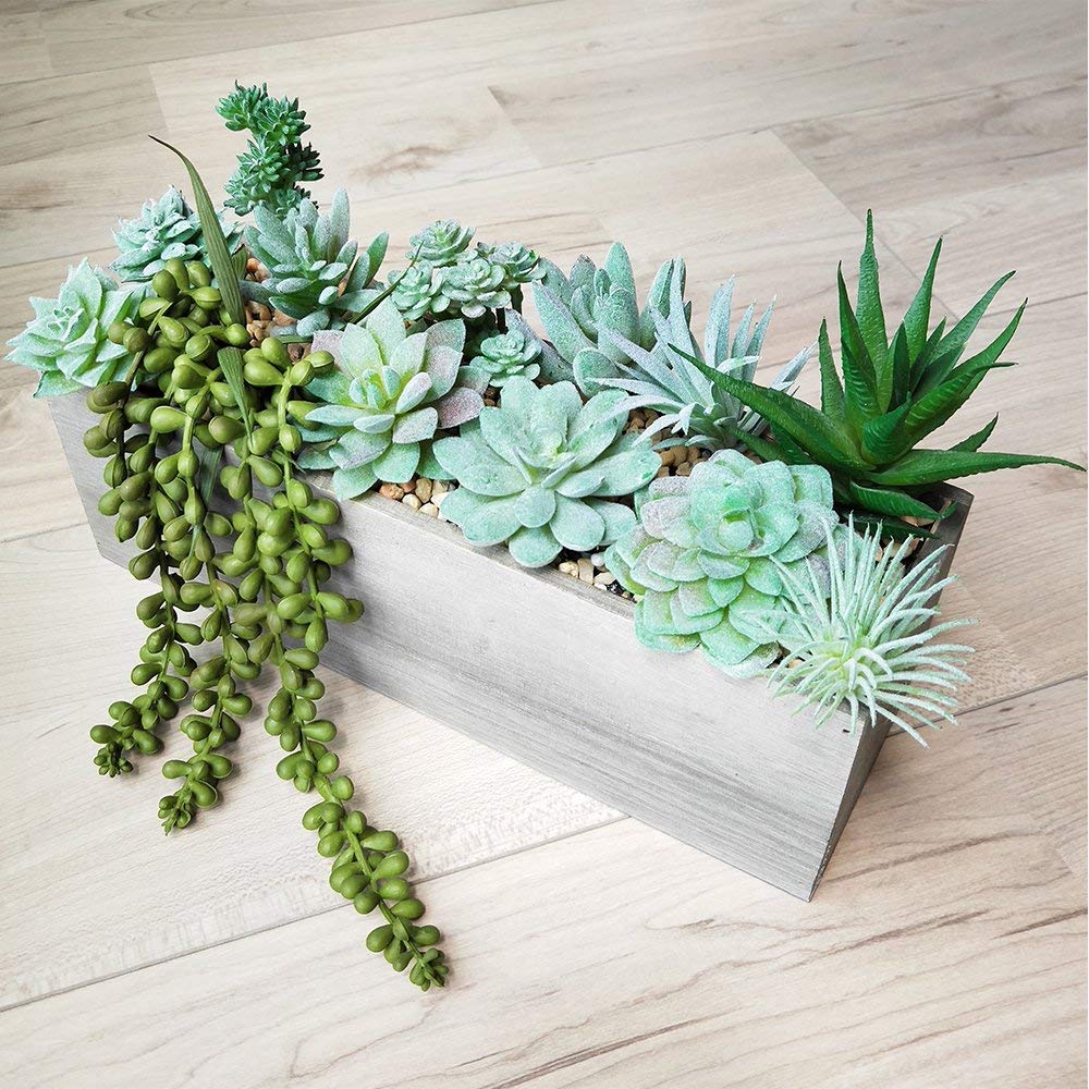 11Pcs Artificial Succulent Plants, Faux Succulent in Flocked Green in Different Type Different Size, Mini Artificial Plants Desk Decor, Computer Desktop Decoration