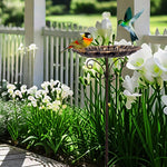 HASTHIP Metal Bird Bath for Outside with Vintage Lotus Leaf Design and 30.3 in Stand
