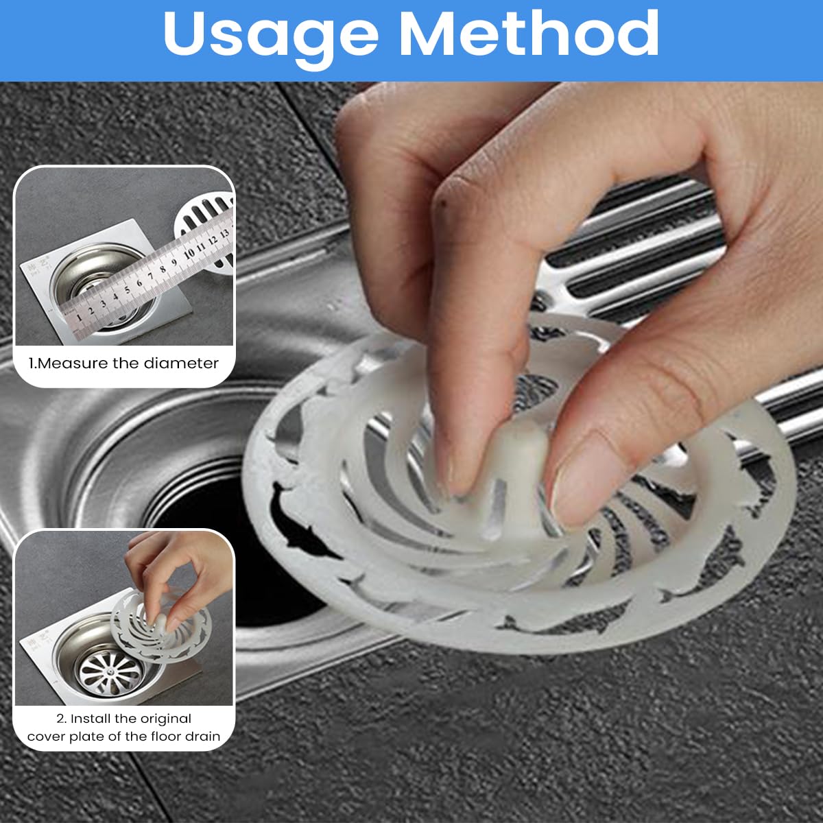 HASTHIP Sink Strainer Hair Catchers 20 pcs for Bathroom Drains with Hollow-Out Pattern | 3.35 in Reusable PP Anti-Clogging Filter