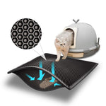 HASTHIP® Cat Litter Mat, Litter Box Mat Honeycomb Double Layer Cat Litter Tray, Waterproof EVA Material Durable and Washable Cat Play Mat, Easy Clean and Filter Any Cat Litter Sand(Black, 45 * 60CM)