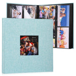 HASTHIP® Cloth Photo Album, Hardcover Album for Photos Collection with 600 Sheet, Scrap Books for Memories Clear Photo Pockets Family Photo Book for Baby Milestone, Wedding, Travel, 33.5x34x5cm, Blue