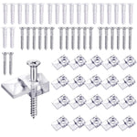 HASTHIP Mirror Holder Clips Kit for Wall Mounting with Screw Fixed Design Clear Plastic 20 Pack