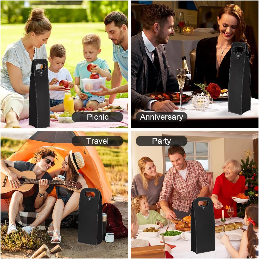 HASTHIP Wine Bottle Gift Bags Set for Gifting and Parties featuring Snap Button Closure and PU Leather Design