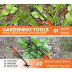 HASTHIP Weeder Hand Tool for Lawn and Garden with 15.7 in Steel 6 Claws | Rubberized Handle