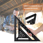 HASTHIP Triangle Ruler for Woodworking with Double Scale Laser Marks and Aluminum Alloy Construction | 12 Inch Metric Measuring Tool
