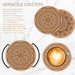 HASTHIP Mandala Coasters for Tea and Coffee Cups with 12pcs 3.9 in Cork Design | Organizer Rack Gift Set