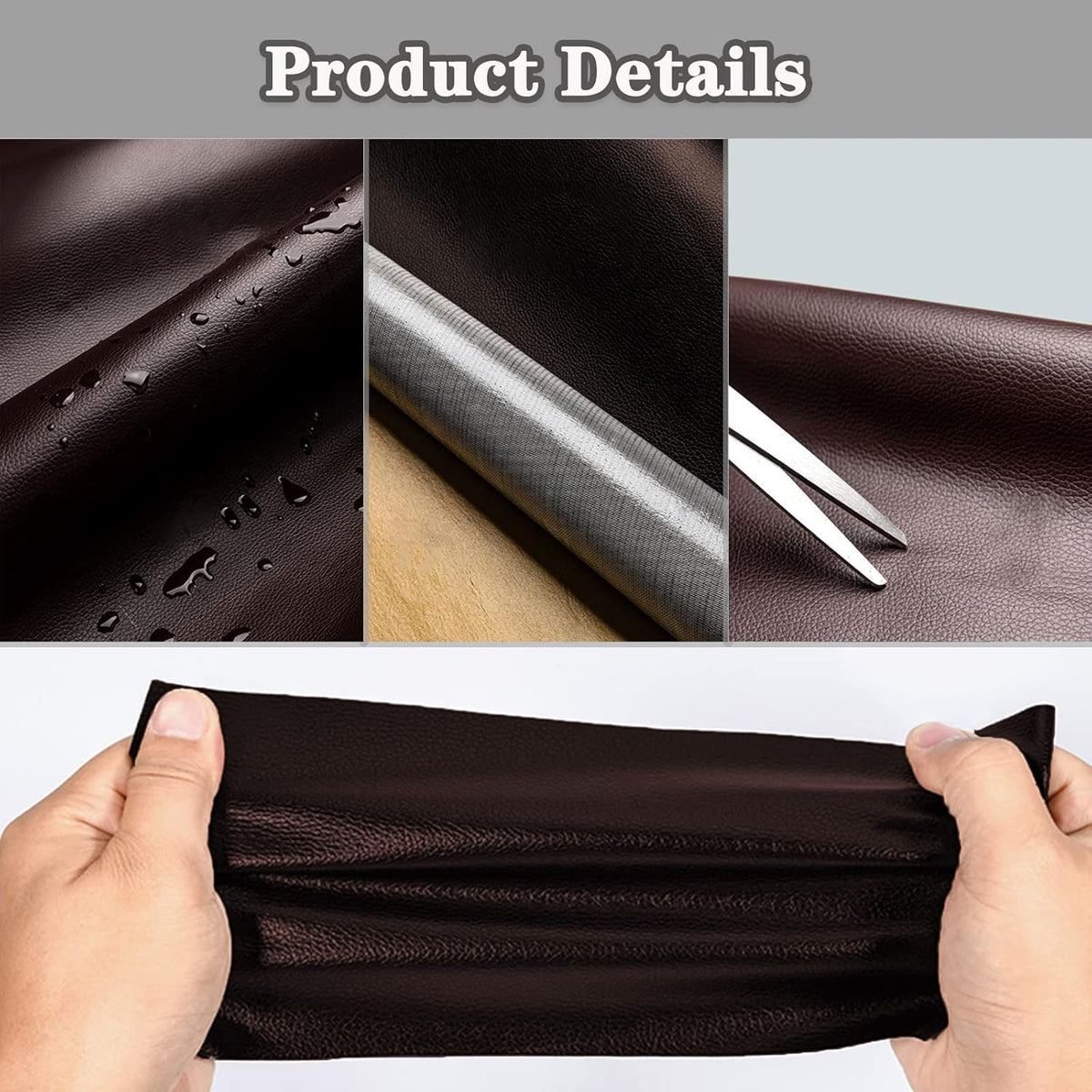 HASTHIP Leather Repair Patch for Sofas and Car Seats featuring Self Adhesive 17.7×79in PU Vinyl | Dark Brown Waterproof Tape