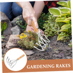 HASTHIP Gardening Rake for Lawn and Soil Maintenance with Ergonomic Wooden Handle 10.6 in Stainless Steel Head