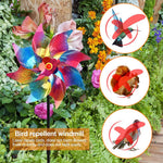5Pcs Bird Repellent for Balcony, Colorful Reflective Pinwheels Pigeon Scarer, Ornamental 8-blade Windmill Anti Bird Device for Roof Edge, Fence, Garden Yard Lawn