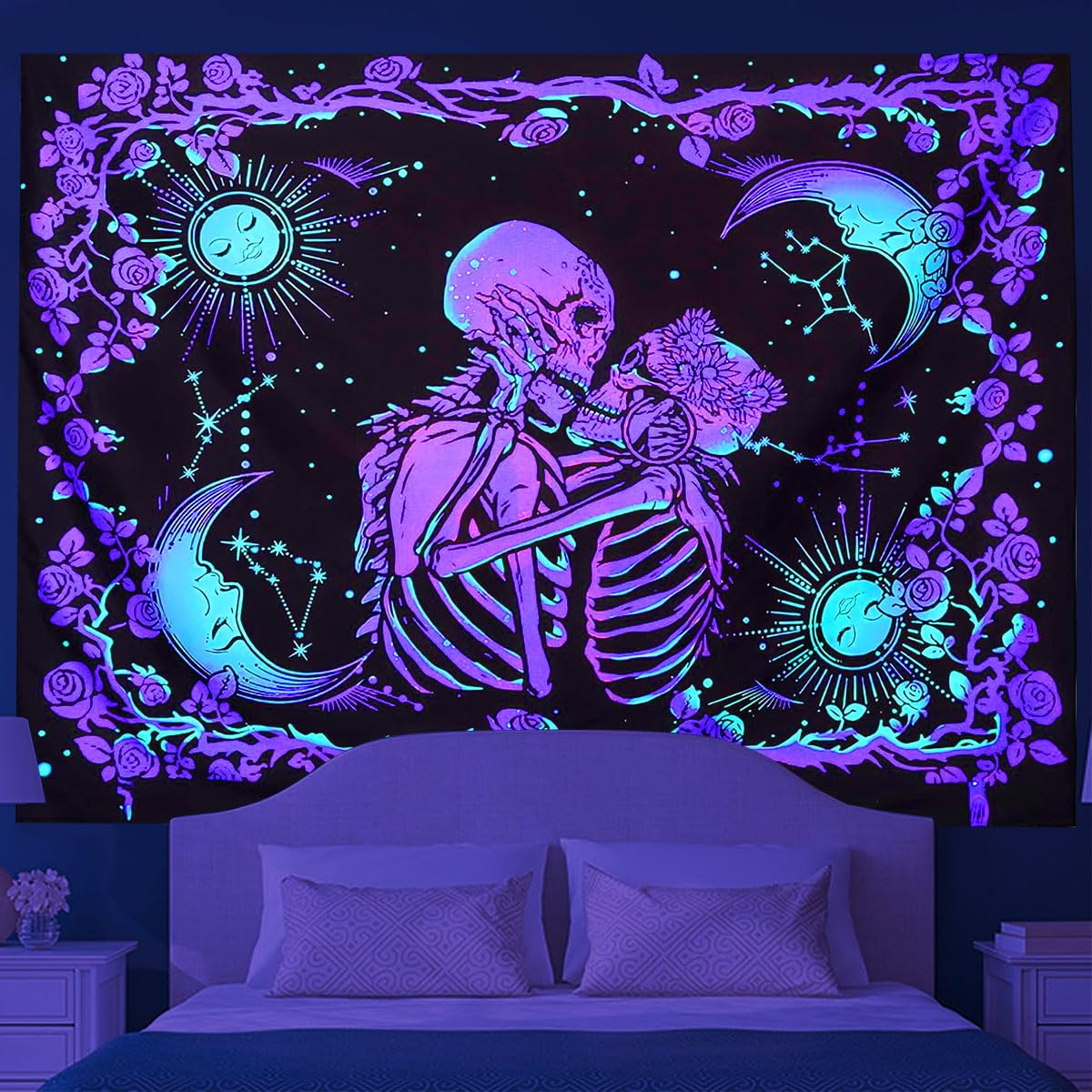 HASTHIP Zombie Love Aesthetic Tapestry for Bedroom Decor featuring Glow Effect 59 x 78 in | Soft Polyester Wall Hanging Art