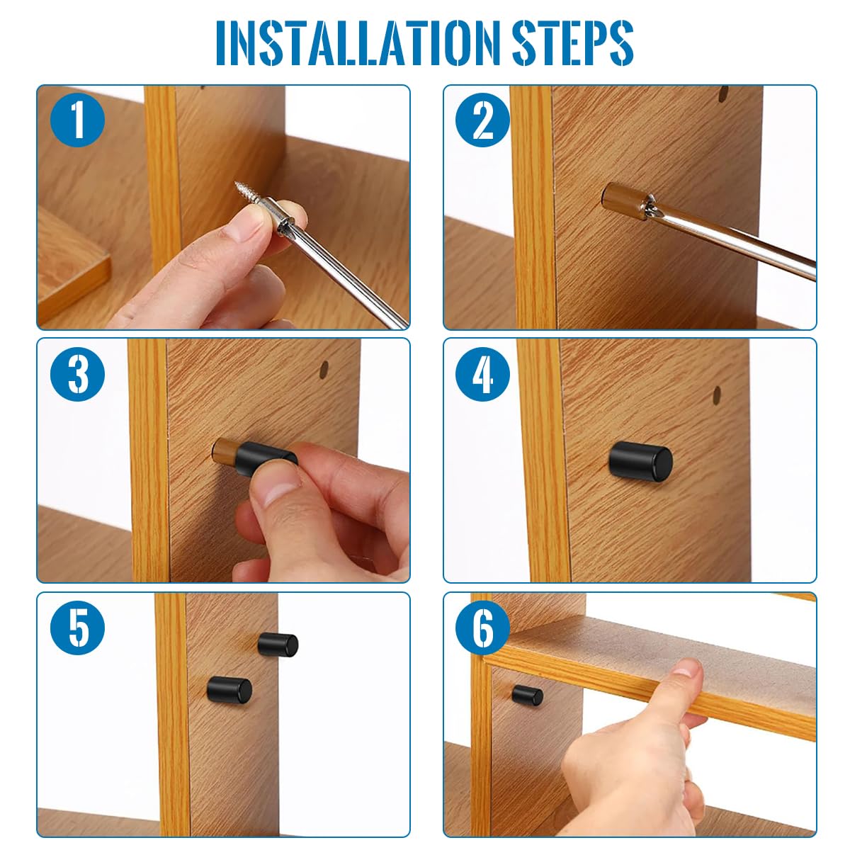 HASTHIP Shelf Support Pegs for Cabinets and Closets featuring Anti Slip Silicone Sleeve | 20pcs Black Iron Pins