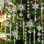 HASTHIP Christmas Tree Hanging Ornaments for Festive Decor featuring 18pcs Crystal Acrylic Snowflake and Icicle Designs