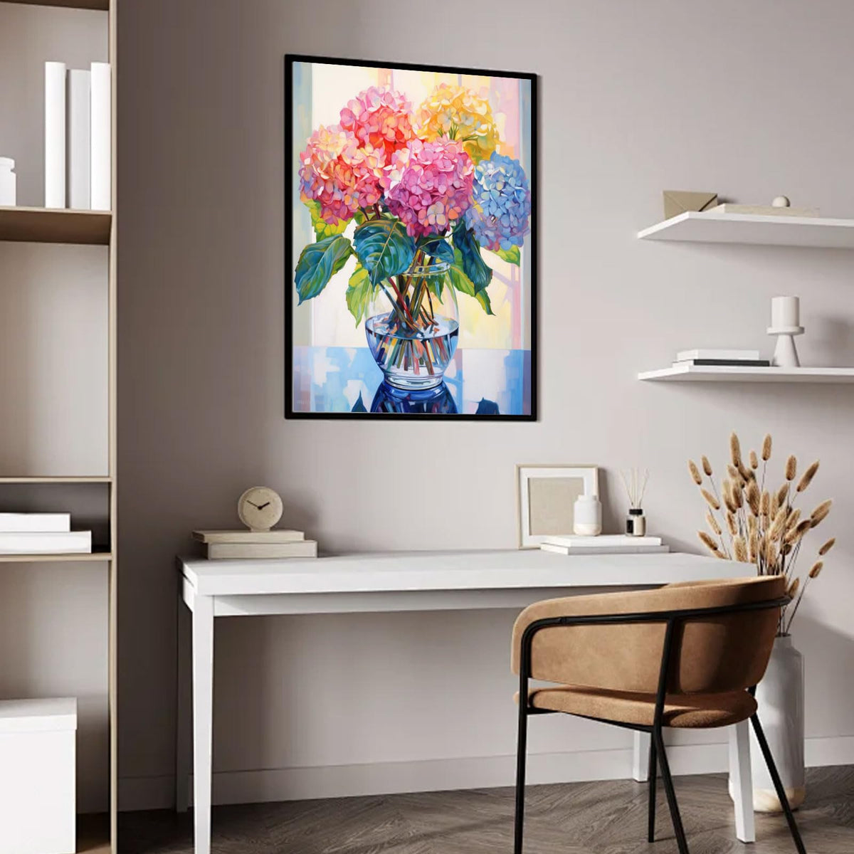 HASTHIP Diamond Painting Art Kit for Relaxing DIY Craft | 12x16 inch Hydrangea Wall Decor