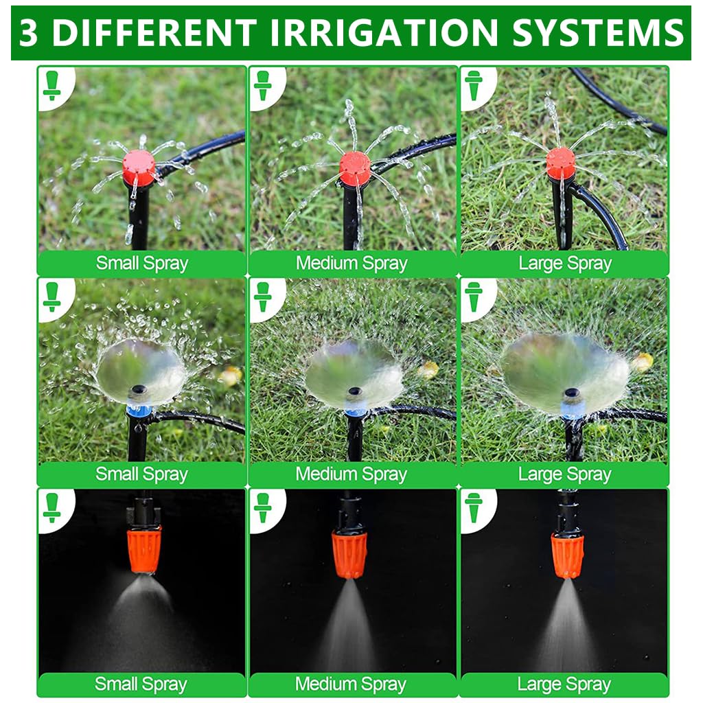 HASTHIP Slow Drip Irrigation System Kit for Gardens with 98ft Hose and 3 Sprinkler Types