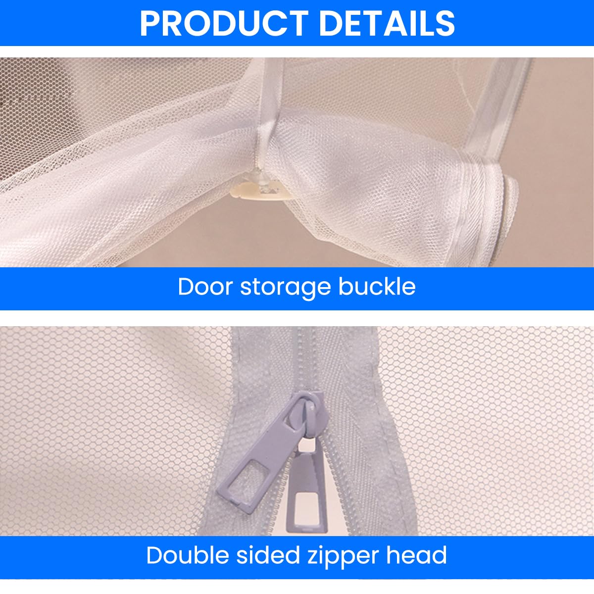 HASTHIP Pop Up Mosquito Net Tent for Double Bed with Dual Zip Doors and Mattress Straps | 6.6x5.9ft Breathable Mesh