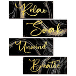 HASTHIP Wooden Wall Hangings for Home Decoration featuring 4 pcs 10 x 4 in Rustic Signs | Relax Soak Unwind Breathe Decor