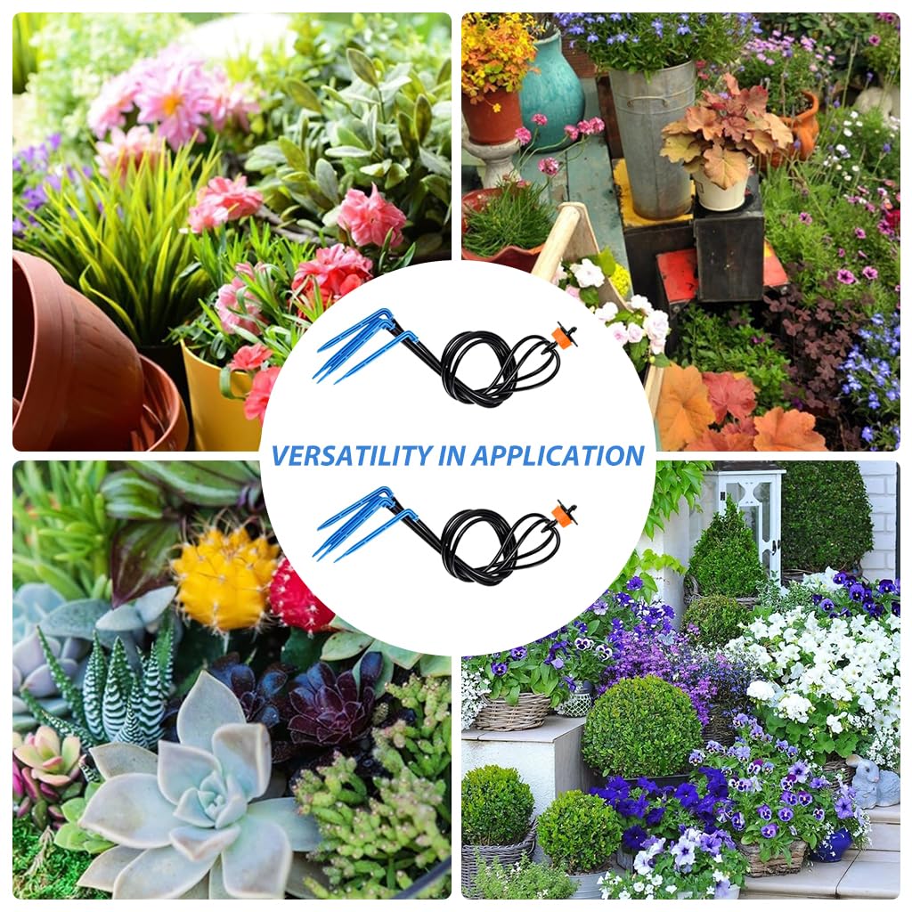 HASTHIP Garden Drip Irrigation Kits for Flower Beds and Lawns featuring 4 Way Nozzle 10 pcs