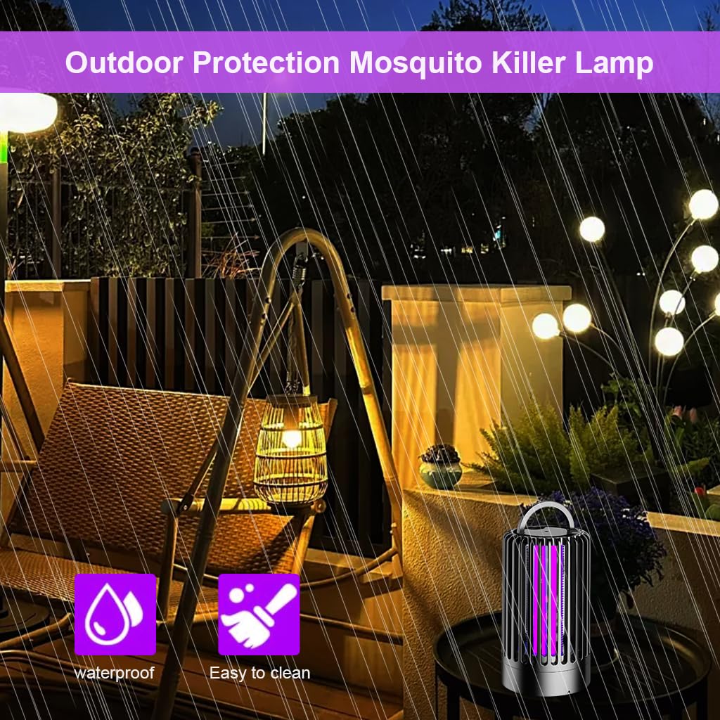 HASTHIP UV Mosquito Killer Lamp for Indoor Outdoor Use with 3600V Grid and Light Sensor | USB Powered Quiet Operation