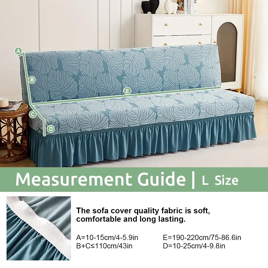 1PC Stretch Sofa Slipcover Couch Sofa Covers Washable Furniture Protector Full Sofa Bed Cover with Elastic Bottom and Skirt for Living Room, Light Blue (190-230cm)